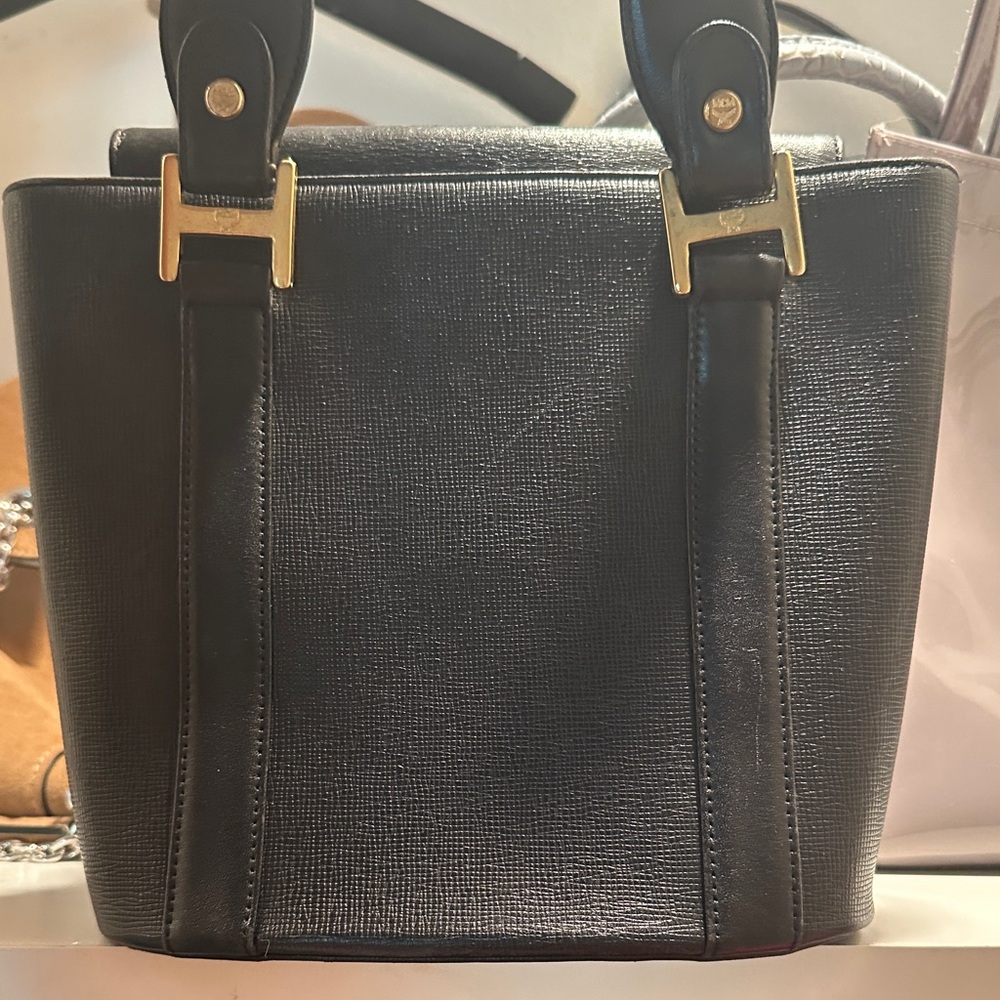 MCM Mini Saffiano leather Black Tote with Gold Accents (COA) included - Picture 3 of 9